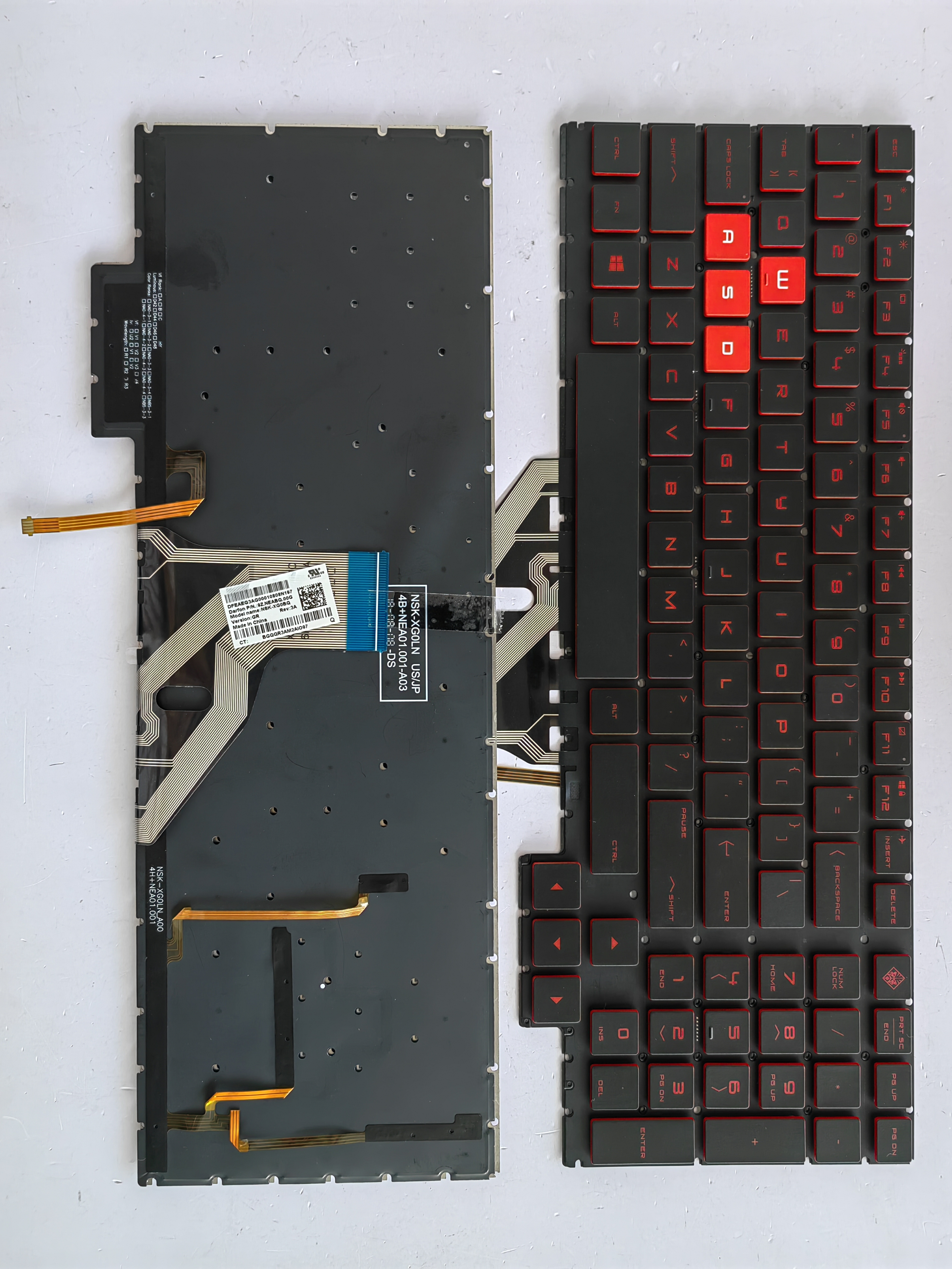 Picture of New Replacement Laptop Keyboard For HP 15-CE BLACK Backlit,Red Printing,Red side US Layout